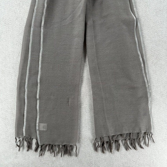 J. Crew‎ Gray Scarf Wool Lightweight Tassel Fringe Hem Silver Trim 34"X40" - Picture 1 of 9